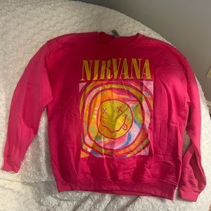 Nirvana bright pink oversized crewneck